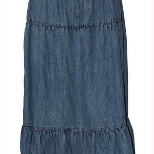 Urban Outfitters Kimchi Blue Tiered Prairie Denim Midi Skirt